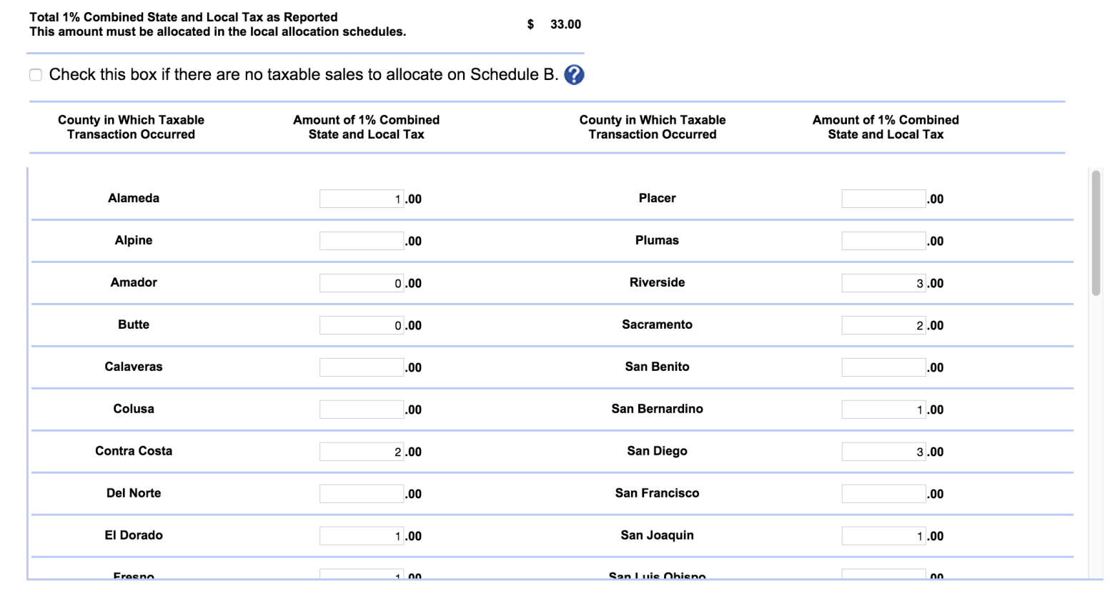 Multi-Part California Schedule